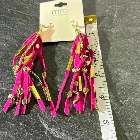 Mia Collection Red Tassel Gold Tone Dangle Hook Earrings Women Fashion Style-new - Picture 6 of 6